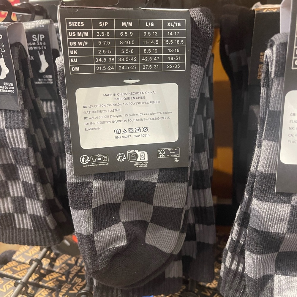 Vans Checkerboard Pewter / Black Crew Socks (1 pair) - Picture 9 of 16